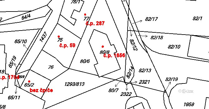 Řepy 1656, Praha na parcele st. 80/8 v KÚ Řepy, Katastrální mapa