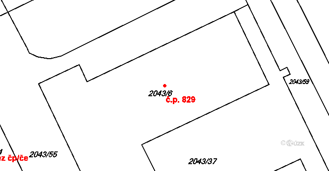 Hrabová 829, Ostrava na parcele st. 2043/6 v KÚ Hrabová, Katastrální mapa