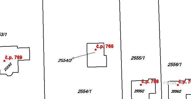 Horní Těrlicko 765, Těrlicko na parcele st. 2554/2 v KÚ Horní Těrlicko, Katastrální mapa