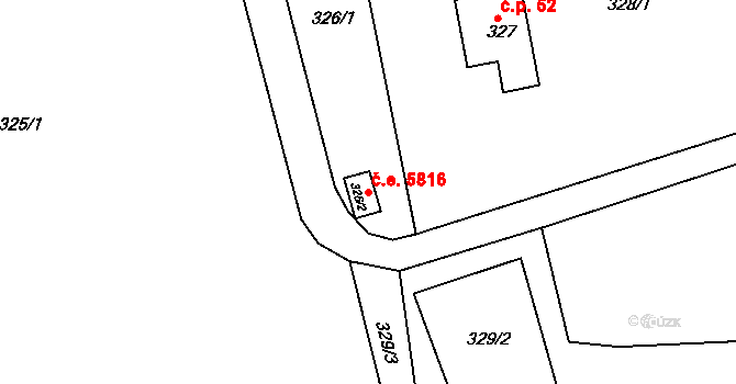 Mojžíř 5816, Ústí nad Labem na parcele st. 326/2 v KÚ Mojžíř, Katastrální mapa