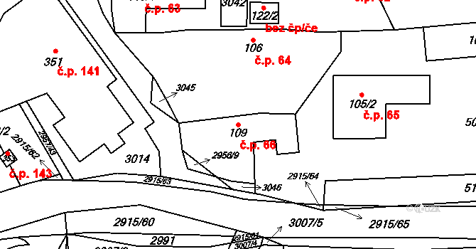 Loučka 66 na parcele st. 109 v KÚ Loučka I, Katastrální mapa