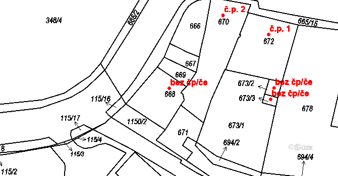 Proboštov 39144232 na parcele st. 668 v KÚ Proboštov u Teplic, Katastrální mapa