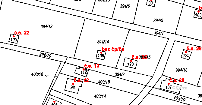 Líský 39312232 na parcele st. 106 v KÚ Líský, Katastrální mapa
