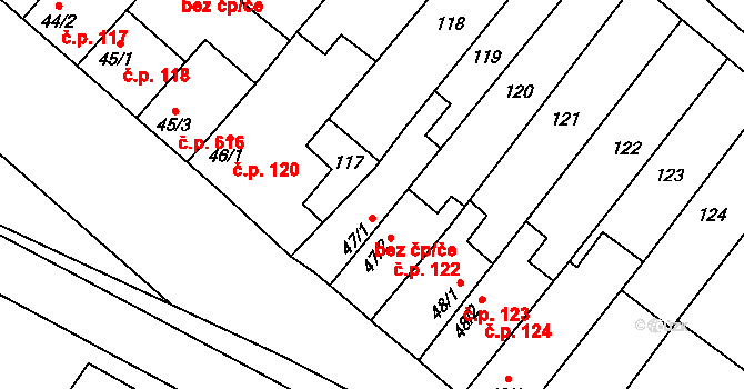 Hrotovice 41701232 na parcele st. 47/1 v KÚ Hrotovice, Katastrální mapa