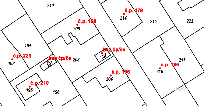 Osek 47053232 na parcele st. 207 v KÚ Osek u Hořovic, Katastrální mapa