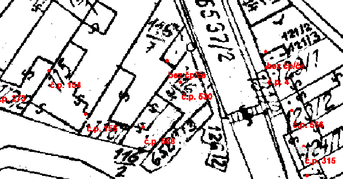 Strání 530 na parcele st. 116/4 v KÚ Strání, Katastrální mapa