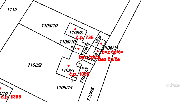 Ostrava 47956232 na parcele st. 1108/12 v KÚ Radvanice, Katastrální mapa