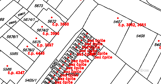 Brno 48575232 na parcele st. 5406/4 v KÚ Židenice, Katastrální mapa