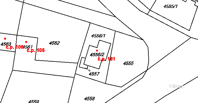 Mimoň V 181, Mimoň na parcele st. 4556/2 v KÚ Mimoň, Katastrální mapa