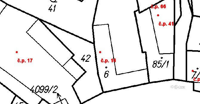 Velké Nepodřice 16, Dobev na parcele st. 6 v KÚ Nepodřice, Katastrální mapa