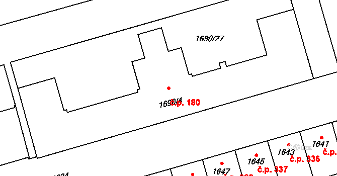Litomyšlské Předměstí 180, Vysoké Mýto na parcele st. 1690/4 v KÚ Vysoké Mýto, Katastrální mapa