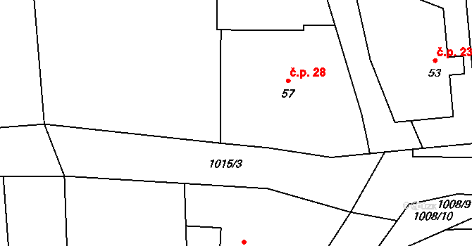 Radenín 28 na parcele st. 57 v KÚ Radenín, Katastrální mapa