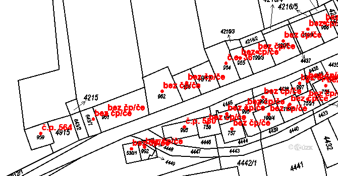 Bořetice 32 na parcele st. 962 v KÚ Bořetice u Hustopečí, Katastrální mapa