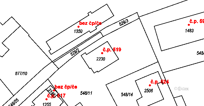 Horní Brána 519, Český Krumlov na parcele st. 2230 v KÚ Český Krumlov, Katastrální mapa