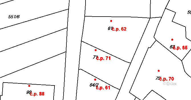 Horšice 71 na parcele st. 71 v KÚ Horšice, Katastrální mapa