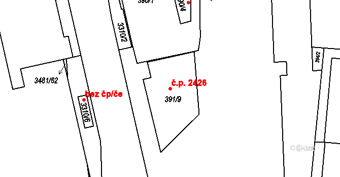 Benešov 2426 na parcele st. 391/9 v KÚ Benešov u Prahy, Katastrální mapa