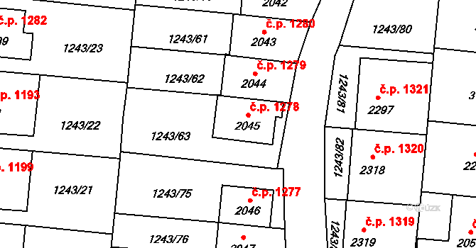 Lipník nad Bečvou I-Město 1278, Lipník nad Bečvou na parcele st. 2045 v KÚ Lipník nad Bečvou, Katastrální mapa