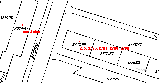 Jihlava 2796,2797,2798,2799 na parcele st. 3779/66 v KÚ Jihlava, Katastrální mapa