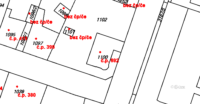 Čelákovice 692 na parcele st. 1100 v KÚ Čelákovice, Katastrální mapa