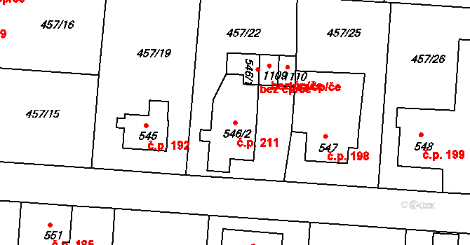 Kamenná 211, Jílové na parcele st. 546/2 v KÚ Jílové u Děčína, Katastrální mapa