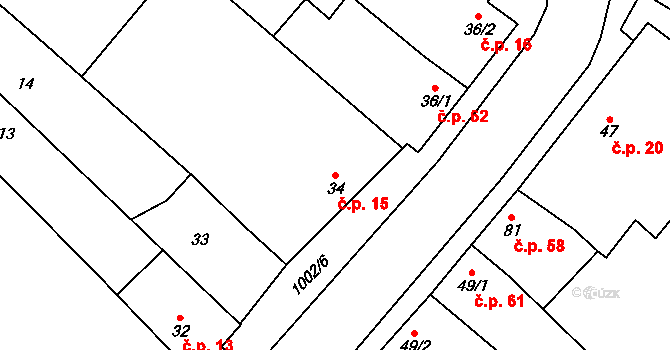 Pavlovice 15, Bohdalice-Pavlovice na parcele st. 34 v KÚ Pavlovice, Katastrální mapa