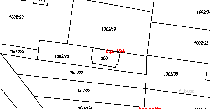 Bolina 194, Vlašim na parcele st. 300 v KÚ Bolina, Katastrální mapa