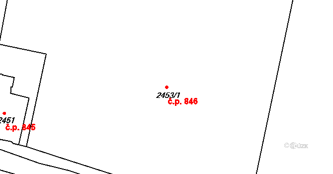 Pod Cvilínem 846, Krnov na parcele st. 2453/1 v KÚ Opavské Předměstí, Katastrální mapa