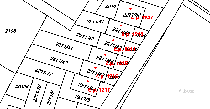 Rýmařov 1215 na parcele st. 2211/44 v KÚ Rýmařov, Katastrální mapa