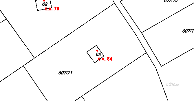 Teletín 84, Krňany na parcele st. 63 v KÚ Teletín, Katastrální mapa