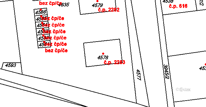 Kročehlavy 2283, Kladno na parcele st. 4578 v KÚ Kročehlavy, Katastrální mapa