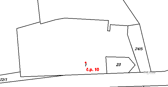 Hodyně 10, Skuhrov na parcele st. 1 v KÚ Hodyně u Skuhrova, Katastrální mapa