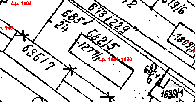 Lanžhot 1080,1141 na parcele st. 1277/1 v KÚ Lanžhot, Katastrální mapa
