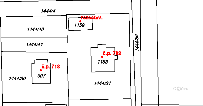 Hluboká nad Vltavou 792 na parcele st. 1158 v KÚ Hluboká nad Vltavou, Katastrální mapa