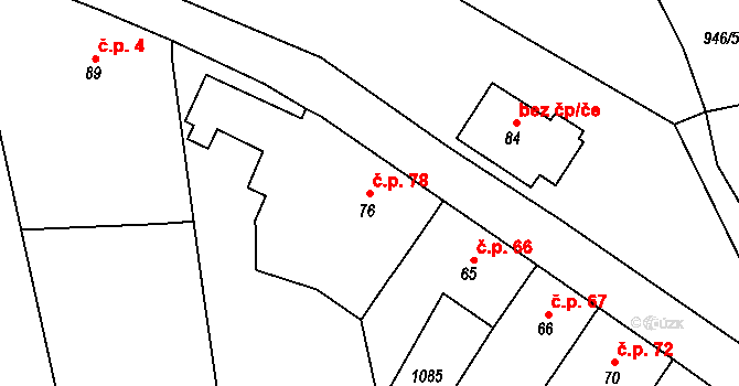 Chlístov 78 na parcele st. 76 v KÚ Chlístov u Rokytnice nad Rokytnou, Katastrální mapa