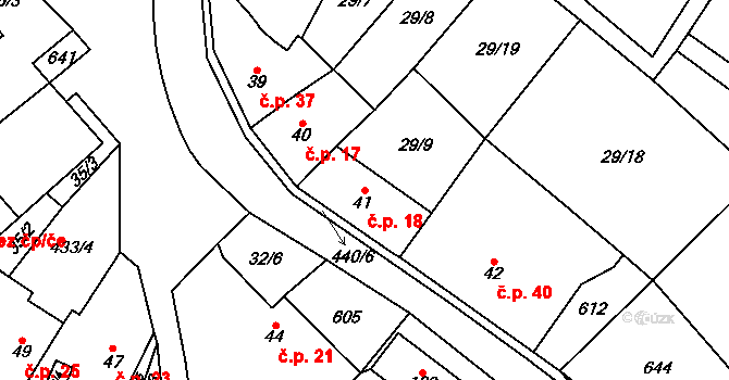 Křemýž 18, Ohníč na parcele st. 41 v KÚ Křemýž, Katastrální mapa