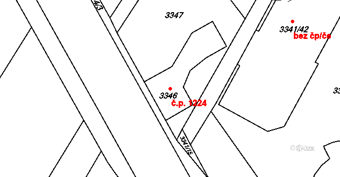 Místek 1224, Frýdek-Místek na parcele st. 3346 v KÚ Místek, Katastrální mapa