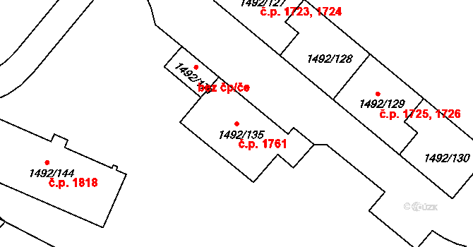 Sokolov 1761 na parcele st. 1492/135 v KÚ Sokolov, Katastrální mapa