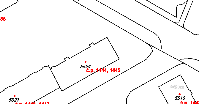 Cheb 1444,1445 na parcele st. 5524 v KÚ Cheb, Katastrální mapa