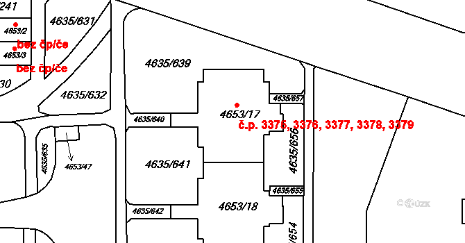Modřany 3375,3376,3377,3378,, Praha na parcele st. 4635/113 v KÚ Modřany, Katastrální mapa