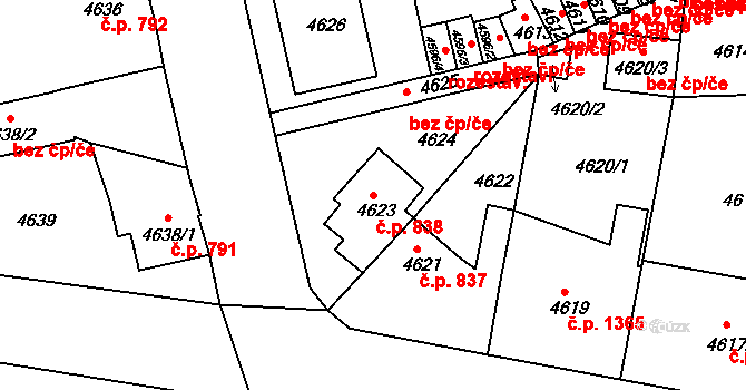 Česká Lípa 838 na parcele st. 4623 v KÚ Česká Lípa, Katastrální mapa