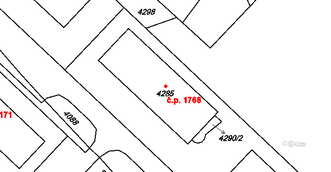Vsetín 1768 na parcele st. 4285 v KÚ Vsetín, Katastrální mapa