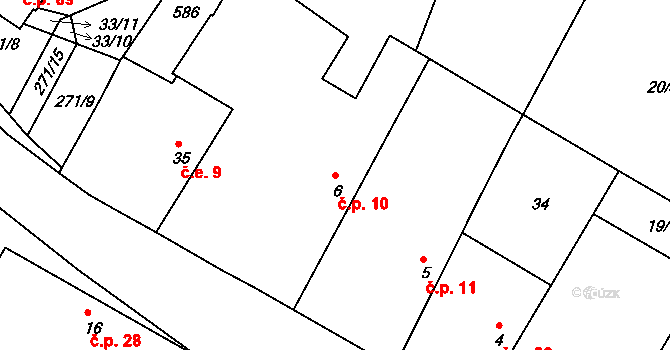 Loukonosy 10, Žiželice na parcele st. 6 v KÚ Loukonosy, Katastrální mapa