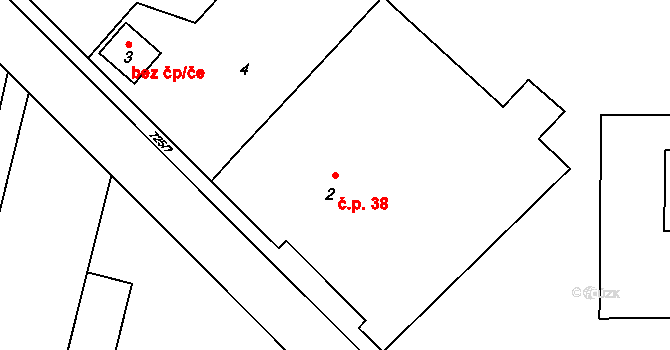 Dolní Datyně 38, Havířov na parcele st. 2 v KÚ Dolní Datyně, Katastrální mapa