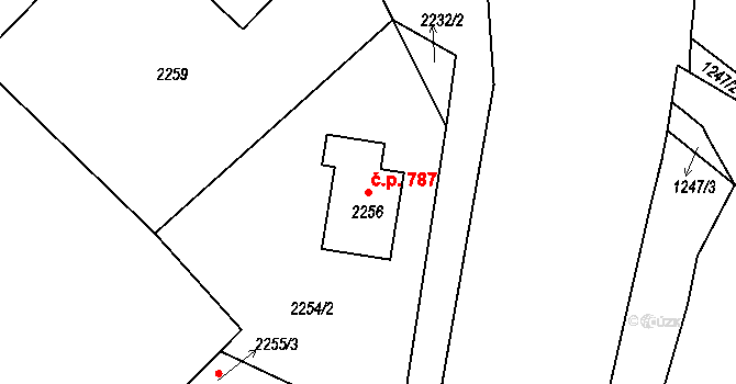 Raspenava 787 na parcele st. 2256 v KÚ Raspenava, Katastrální mapa