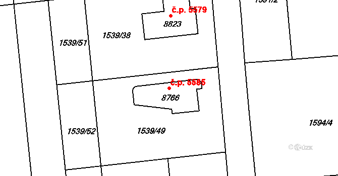 Zlín 5585 na parcele st. 8766 v KÚ Zlín, Katastrální mapa