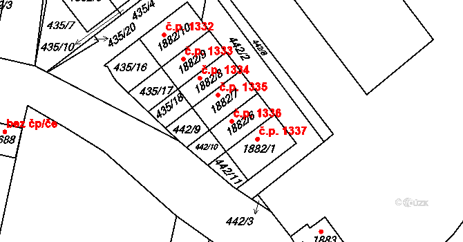 Nové Strašecí 1336 na parcele st. 1882/6 v KÚ Nové Strašecí, Katastrální mapa