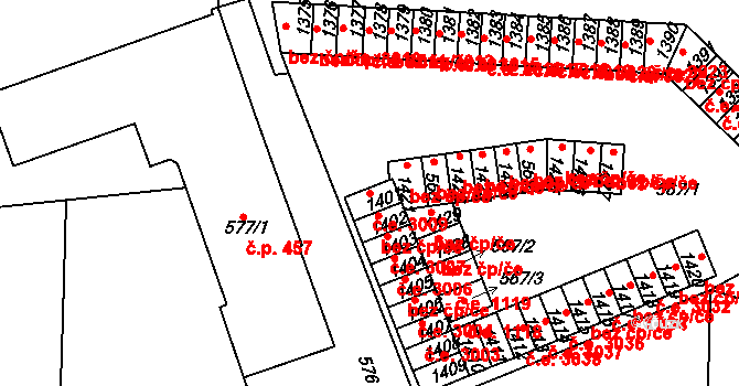 Řetenice 3009, Teplice na parcele st. 1401 v KÚ Teplice-Řetenice, Katastrální mapa