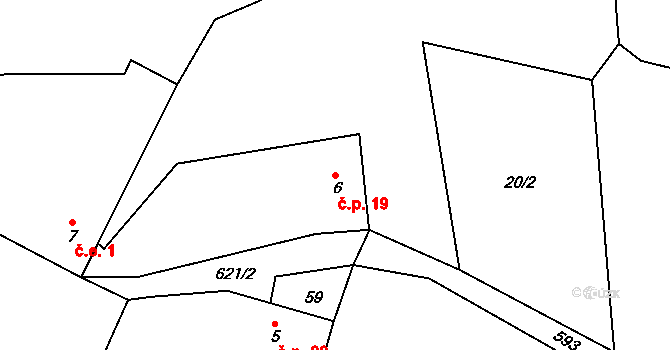 Šimanov 19, Žihobce na parcele st. 6 v KÚ Šimanov na Šumavě, Katastrální mapa