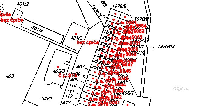 Kamenice nad Lipou 5008 na parcele st. 406/4 v KÚ Kamenice nad Lipou, Katastrální mapa