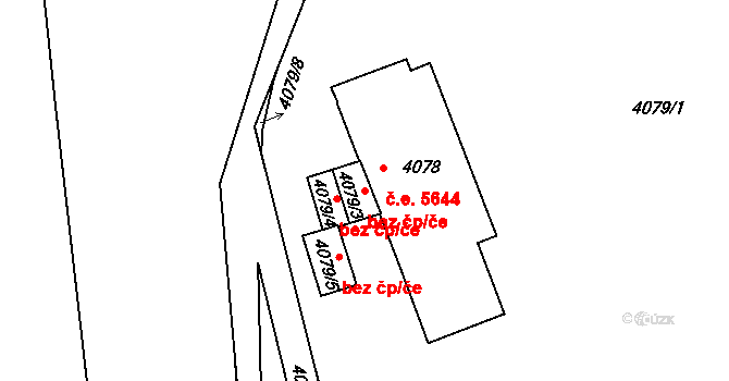 Ústí nad Labem 38846233 na parcele st. 4079/3 v KÚ Střekov, Katastrální mapa